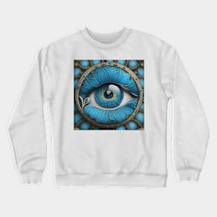 [AI Art] Eye Of Forget-Me-Not, Art Deco Style Crewneck Sweatshirt